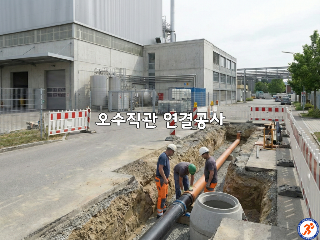화성 공장 매매 관련 인프라 체크리스트 중 오수직관 연결공사 사진